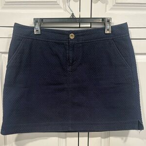 Lilly Pulitzer Navy Textured Skirt with Gold Button Detail